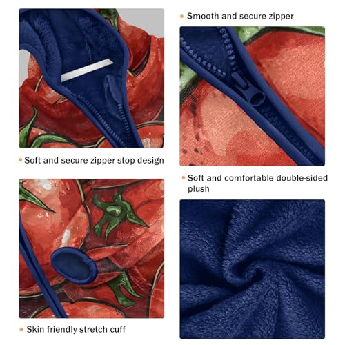 Tomato Pattern Print Toddler Fleece Jacket Girl Boys Hooded Fleece Jacket Coat Warm Outwear Zip-up 3-10T3