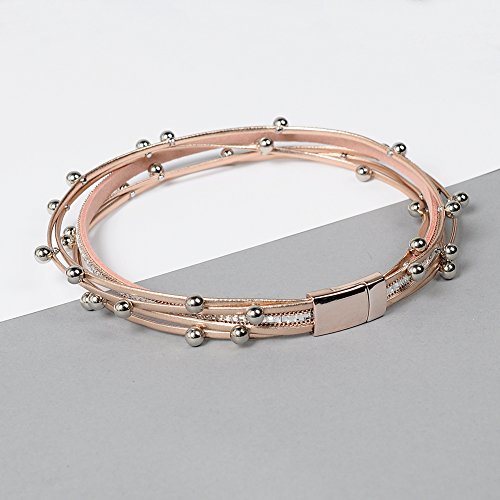 image for Artilady Leather Wrap Bracelet for Women - Handmade Clasp Bangle Brace