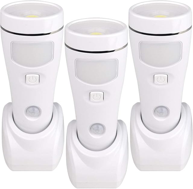 NiteSafe Sensor II Rechargeable Night Light - 4 Function Motion Sensor LED Nightlight, Power Failure Light, Torch and Work Light - Triple Value Bundle