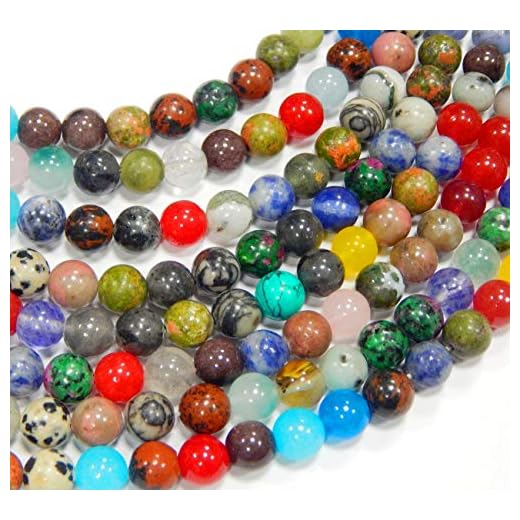 Mezcla de piedras preciosas de 4 mm, juego de manualidades de 95 unidades, redondas, cuarzo, aventurina, broncita, amatista, jade, jaspe, sodalita, unaquita, turquesa, rubí en zoisit, obsidiana