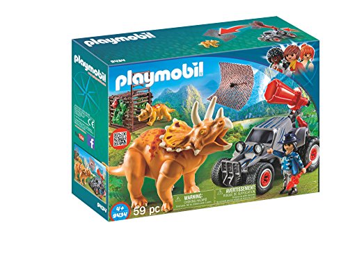 PLAYMOBIL Dinos 9434 Coche con Triceratops, A partir de 4 años