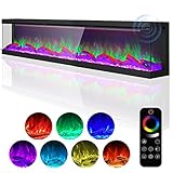 SZGSTSF 90' 3-Sided Electric Fireplace, Low Noise 1500/750W Electric Fireplace Heater