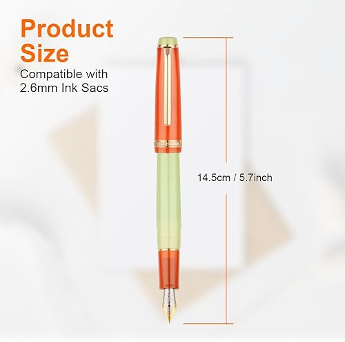 Miniatura 4 de AUAUY Pluma estilográfica, pluma estilográfica mixta transparente, pluma de escritura de tinta recargable de 0.015 in, punta extrafina, bolígrafo de