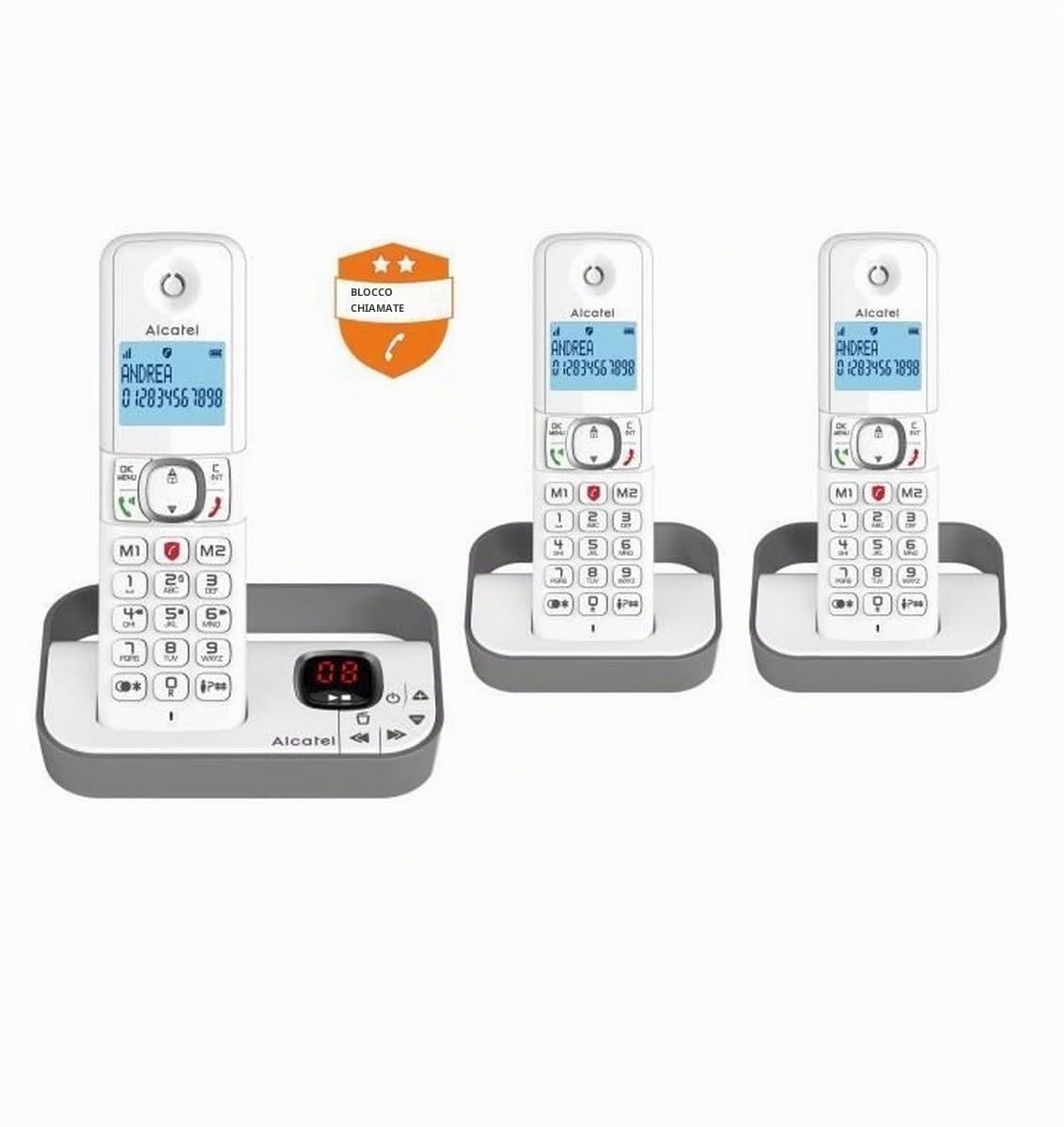 Telefono fisso cordless - ALCATEL - F860 voice trio grigio - Blocco delle chiamate indesiderate