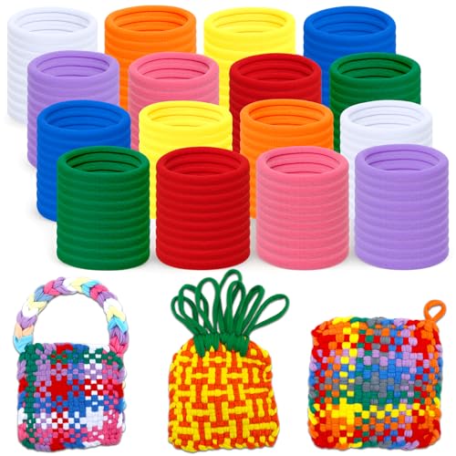 FEBSNOW 180 Pieces Rainbow Potholder Loom Kit Elastic Loops Potholder Maker Weaving Loom Craft Supplies for Beginners Adults DIY Arts Handcraft Gifts