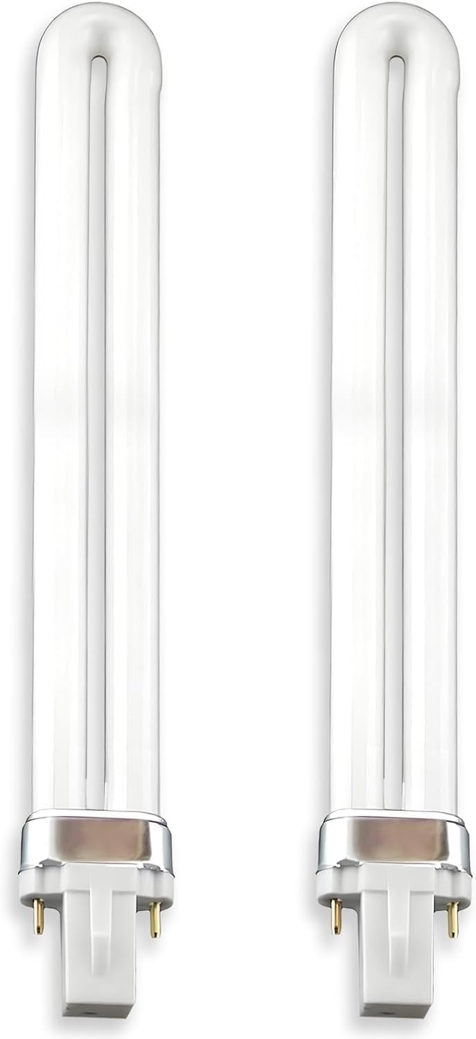 2PCS Fluorescent Light Tubes,9W G23 2-Pin Compact Fluorescent Lamp,2Pin Brightening White Stick Fluorescent Light Bulb,6400K 900LM,AC 220 U-Shaped Energy Saving CFL Light Tube,for Desk Lamp,Bedroom