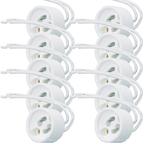 Preisvergleich Produktbild GU10 Bajonett-Glühbirnen- / Lampenfassung, LED-Halterung aus Keramik, Anschluss Einbauleuchte, 10 Stück