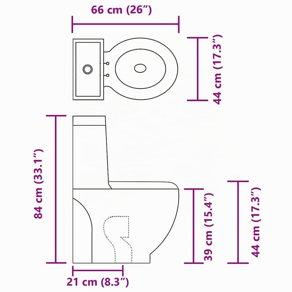 vidaXL Inodoro WC Redondo Cierre Suave Doble Cisterna Cerámica Negro Váter