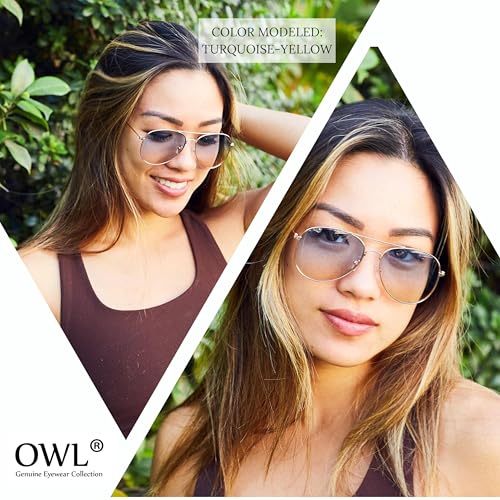 Image of OWL Aviator Pilot Sunglasses for Women and Men Size Medium Gold, Black, Silver, Bronze, Colorful Metal Frame