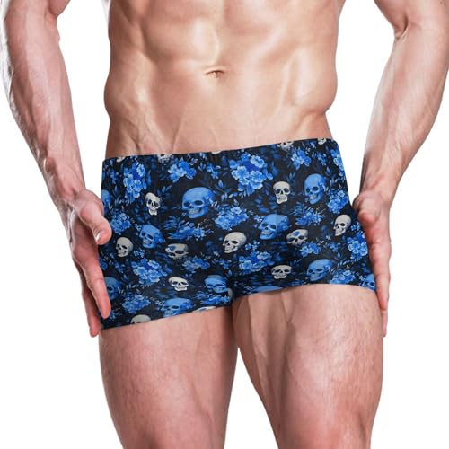 Skull Flower Mens Swim Trunk Swimwear Bathing Suit Swim Brief Square Leg Board Short S B04044862