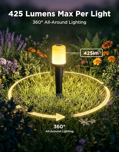Image of Govee Outdoor Cylinder Pathway Lights, 4 Pack, 425 lumens, IP67 Waterproof | 60+ Preset Scene Modes, Outdoor Decor for Path, Patio, Garden, Lawn, Compatible with Alexa, Google Assistant, Matter