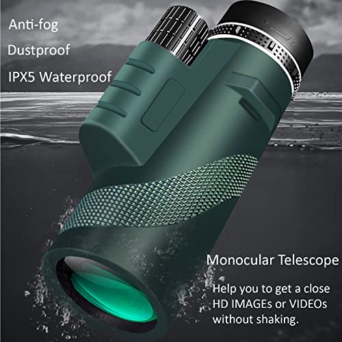 Etigood Telescópio monocular para smartphone, prisma BAK4 de alta potência 40 x 60 com suporte para