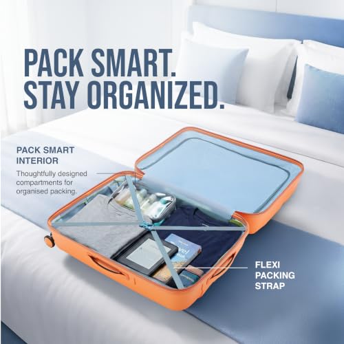 Image of American Tourister Ivy 2.0|Large Size Check-in Spinner Trolley Bag (79 cm)|360 8 Wheel Travel Luggage|Hard Case Polypropylene (PP) Suitcase|Combination Lock|Tan Orange