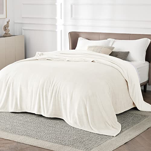 Image of Bedsure GentleSoft Fleece Blanket California King - Lightweight Plush Fuzzy Cozy Soft Blankets for Bed, Cream, 102x96 inches