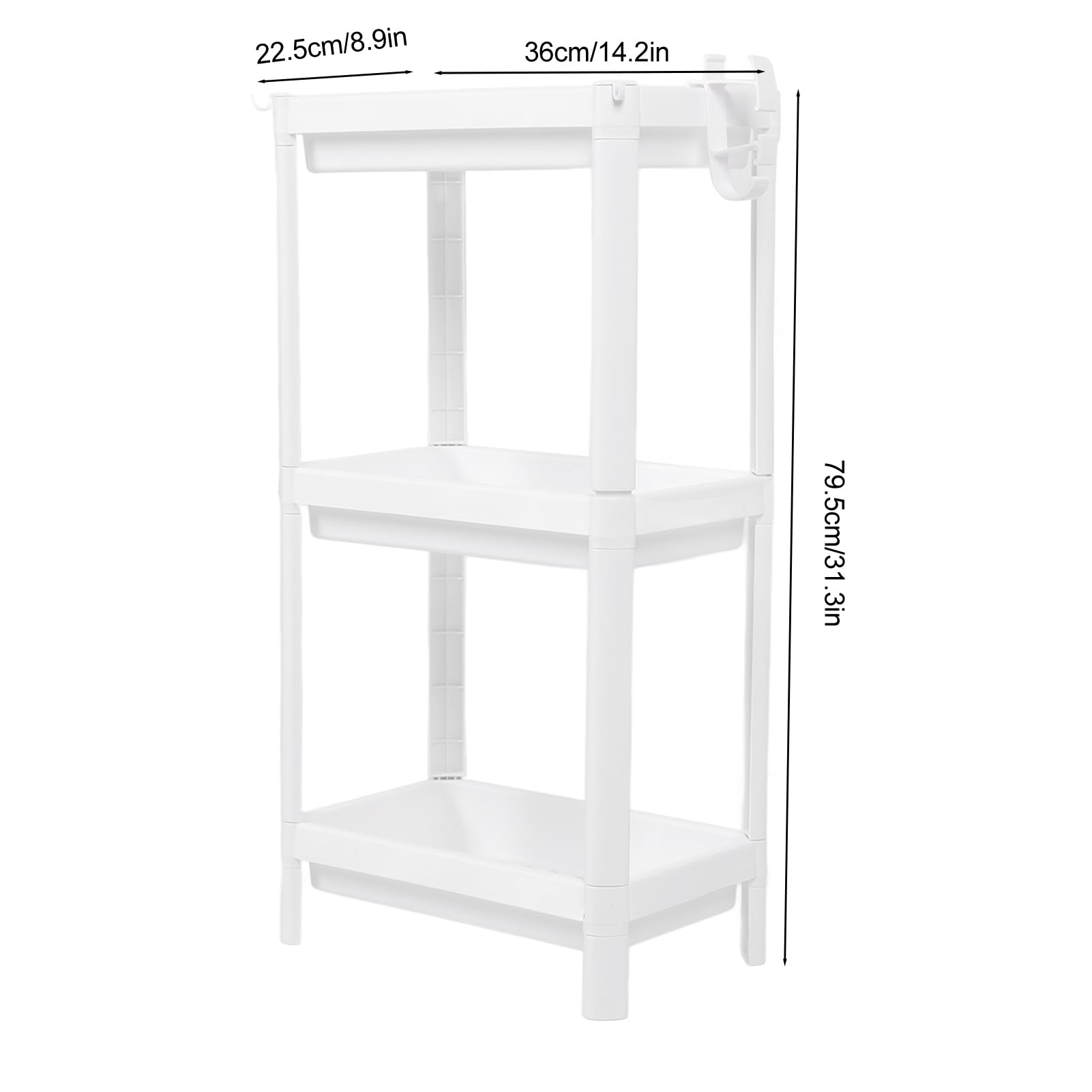 Estantería de plástico de 3 niveles ajustable para baño, independiente, para cocina, dormitorio y sala de estar, ahorra espacio para soluciones de almacenamiento fáciles
