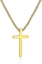 M MOOHAM Cross Necklace for Men Teen Boys, Silver Black Gold Stainless Steel Plain Cross Pendant Necklace Box Chain 16-30 Inch
