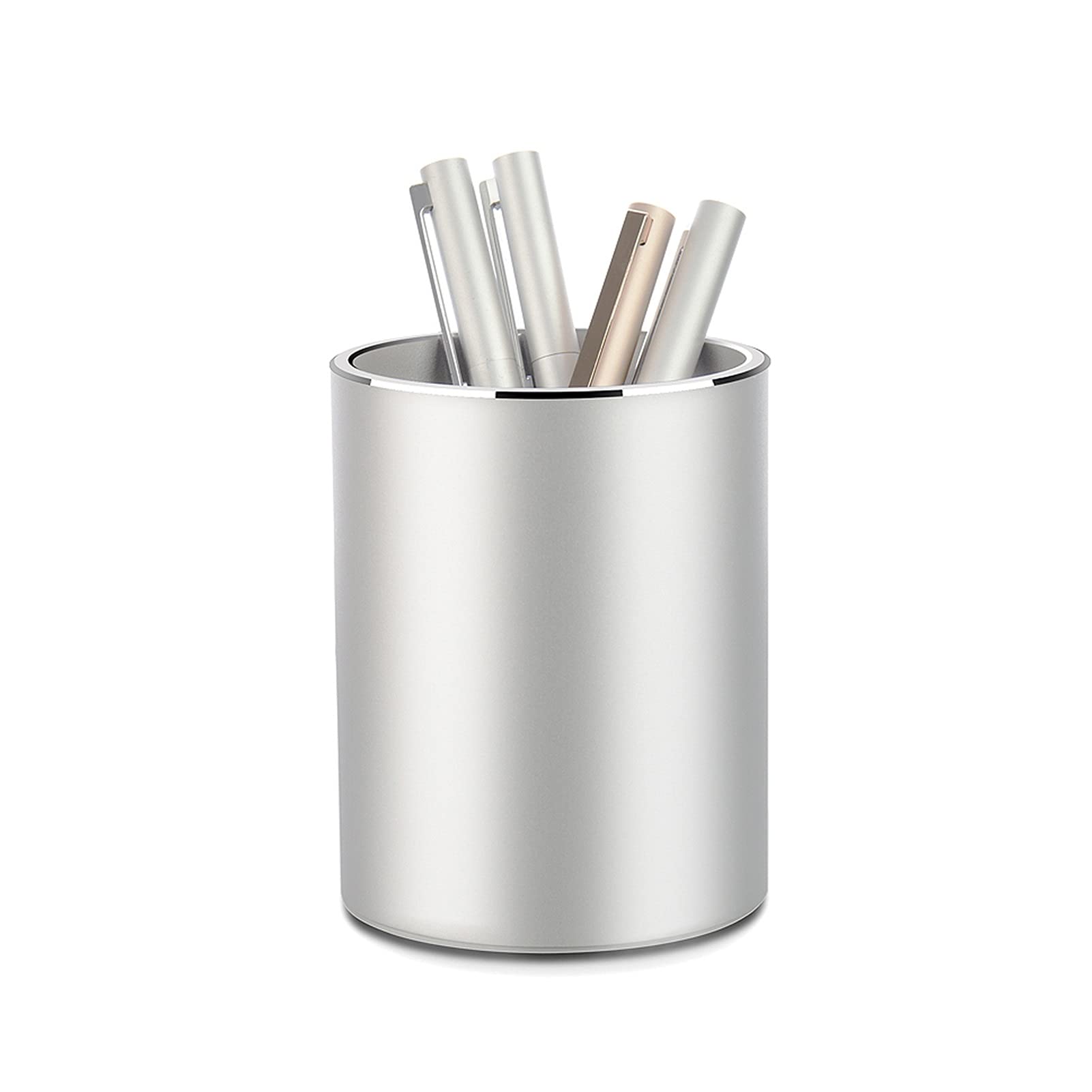 Portapenne Metallo Matita Penna Supporto Scrivania Forniture in alluminio Organizzatore e tazza STOCCAGGIO Stazionario robusto Accessori da scrivania (Color : Silver)