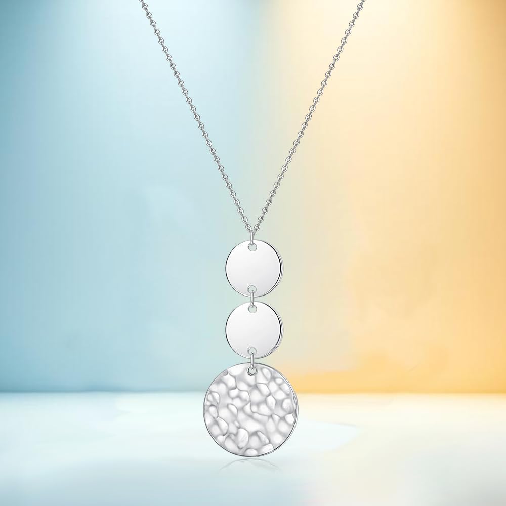 Disc Long Sweater Necklaces for Women Trendy Long Sterling Silver Disc Sweater Necklace Pendant Chain Jewelry Gifts for Her Adjustable Size 28 - Image 9