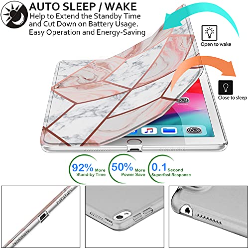 Image of DuraSafe Cases for iPad 10.5 Inch 2017 Air 3 2019 [ PRO 10.5 Air 3rd Gen ] A1701 A2152 A2123 MUUL2HN /A MUUK2HN /A MUUJ2HN /A MQDX2HN /A PrintediPad Cover Translucent Frosted Hard Back - Marble Pink