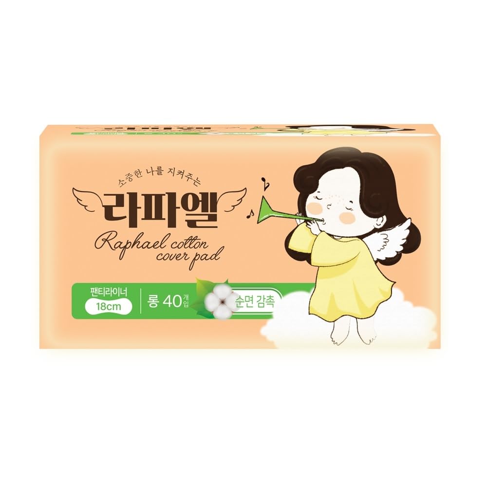 RaphaelAngel Ultra-Thin Safety Cotton Sanitary Pads Long Panty Liners 40Counts - Leak-Free Comfort Feminine Care Women High Absorption