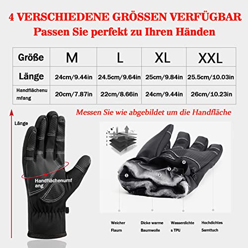 Foto von LSAMA Leichte Fahrradhandschuhe Touchscreen Mountainbike Handschuhe wasserdichte Vollfinger Thermohandschuhe rutschfeste warme Motorradhandschuhe Sporthandschuhe zum Radfahren Wandern Herren Damen