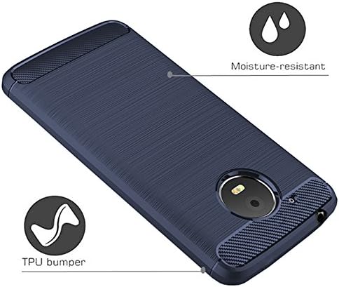 Dretal Moto E4 Plus Case, Carbon Fiber Shock Resistant Brushed Texture Soft TPU Phone case Anti-Fingerprint Flexible Full-Body Protective Cover for Motorola Moto E4 Plus USA Version (Navy)