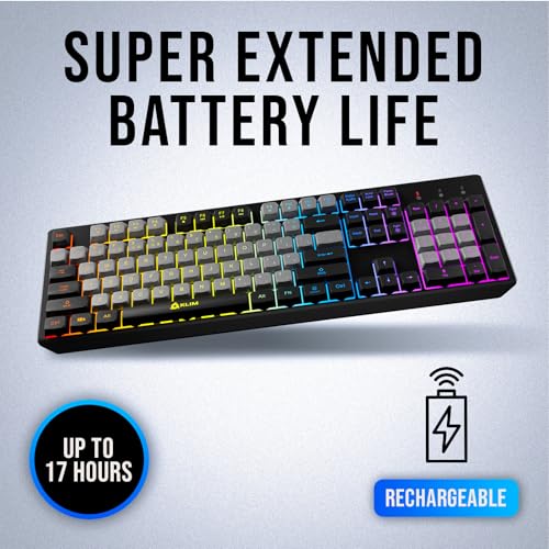 Image of KLIM Chroma Wireless Keyboard - RGB Backlit Gaming, Rechargeable Battery, PC Keyboard, Durable & Water-Resistant, Compatible with PS4, PS5 & Mac - Black