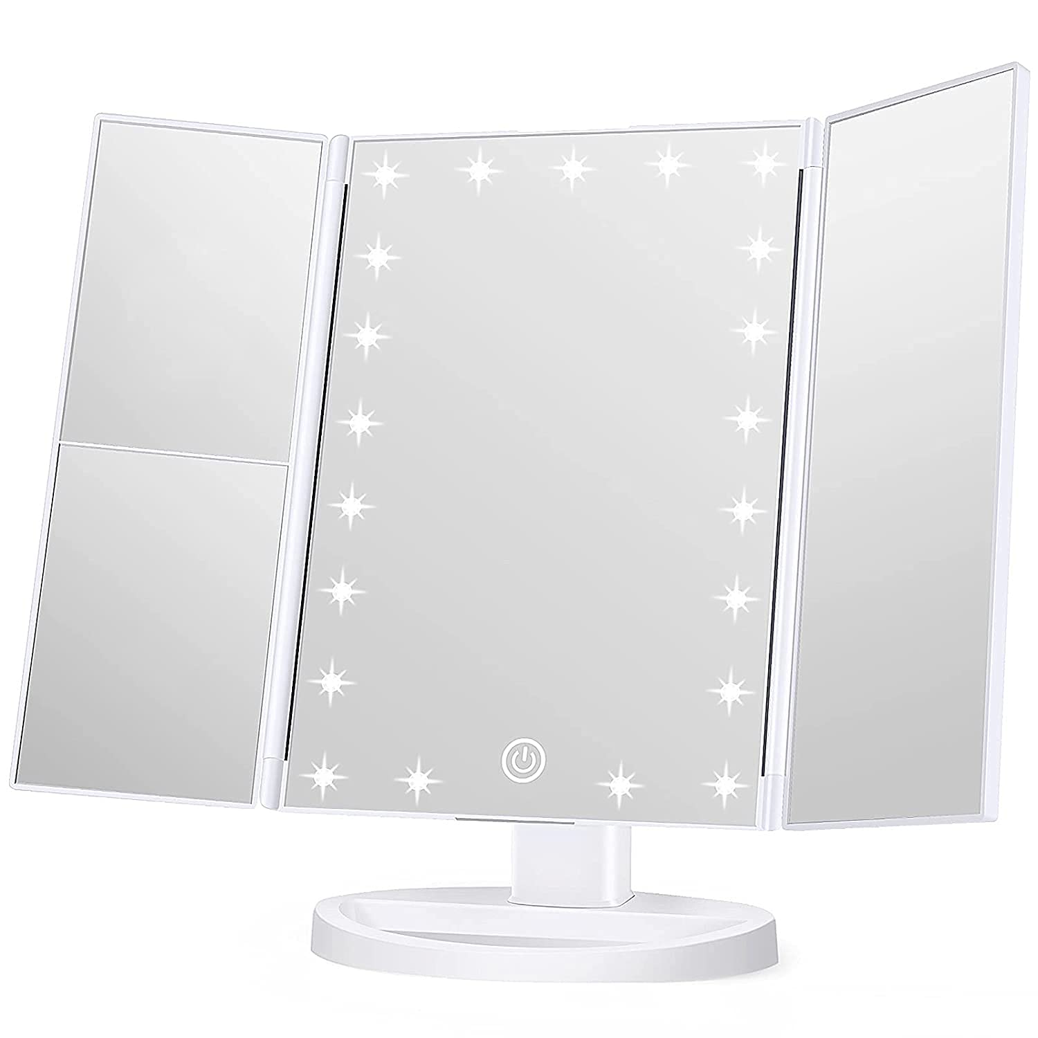 NC LED Trifold Makeup Mirror with 22 Lights (White)