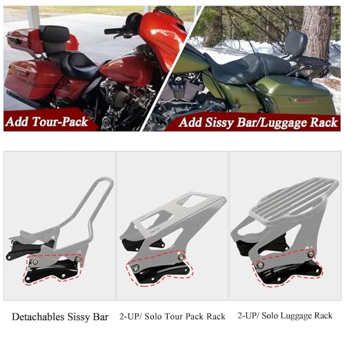 Image of 4-Point Detachable Docking Hardware Kit for Harley Touring 2014-2025 CVO Road Glide Road King Street Glide Street Glide,for Sissy Bar, Solo /2-Up Luggage /Tour-Pack Rack,Black
