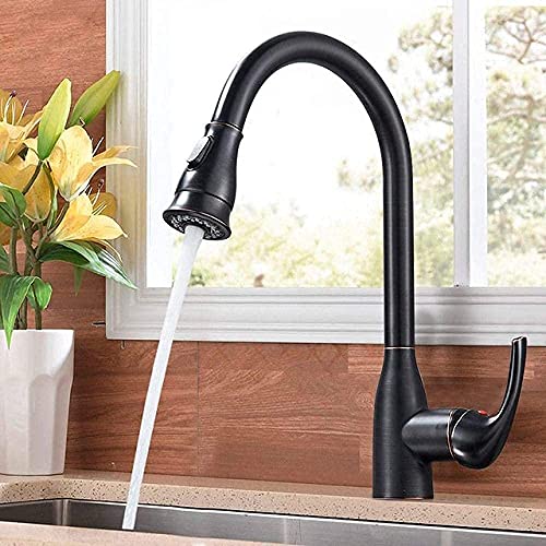 Mitigeur de cuisine extractible bronze noir et robinet d'évier rotatif