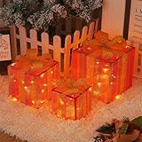 Decorazione per le vacanze: caratterizzato da un design classico che ricorda i regali impilati, questo set di tre pezzi è decorato con motivi festivi, creando un effetto magico perfetto per alberi di Natale, salotti o ingressi.