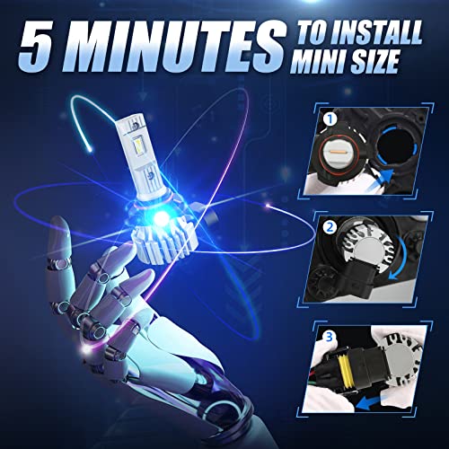 Cafopar H10 9145 Led Fog Light Bulbs, H10 9145 9140 Led Bulb 10,000 Lumens 300% Brighter 6500K Cool White 1:1 Mini Size Non-Polarity, High/Low Beam Fog Light Halogen Replacement Bulb #TOP2