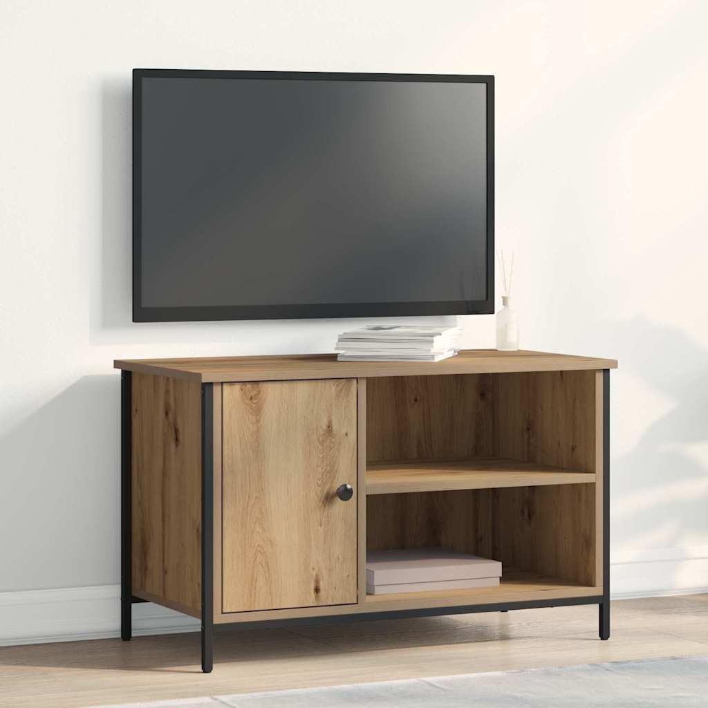vidaXL Meuble TV chêne Artisanal 80 x 40 x 50 cm Bois d'ingénierie, Meuble TV Moderne, Console rectangulaire, Bois, élégant, rangements, Solution Parfaite pour Votre Salon