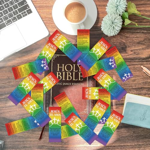 120pcs Spanish Christian Cards Bible Bookmarks Religious Christian Bookmarks Pocket Little Jesus Loves You Scripture Gospel Tracts for Church Office Gifts (Jesus TE AMA) - Thumbnail 5