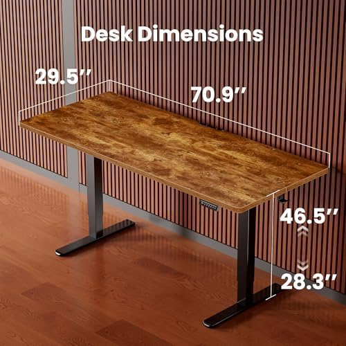 Image of ErGear Height Adjustable Electric Standing Desk, 71 x 30 Inches Sit Stand up Desk, Memory Computer Home Office Desk, Vintage Brown