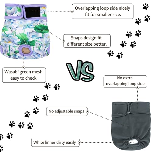 Image of Washable Female Dog Diapers - Premium Reusable Diapers for Doggie in Heat - Highly Absorbent Dog Diapers Female for Pet Incontinence with Adjustable Snaps Sunflower, M