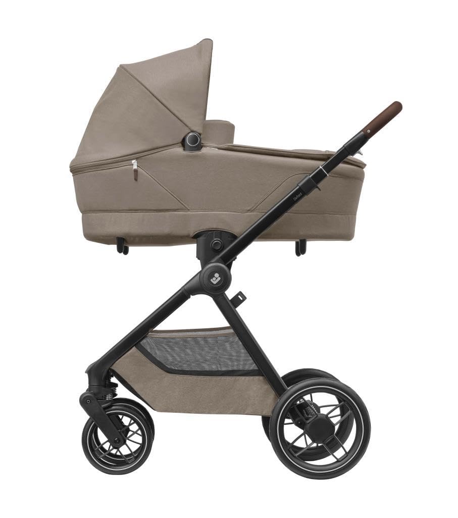 Maxi-Cosi Sense Navicella, spaziosa e confortevole, materasso memory foam traspirante, ClimaFlow, inclinazione SoothingSlope, sonno notturno, manico pelle vegana, Twillic Truffle