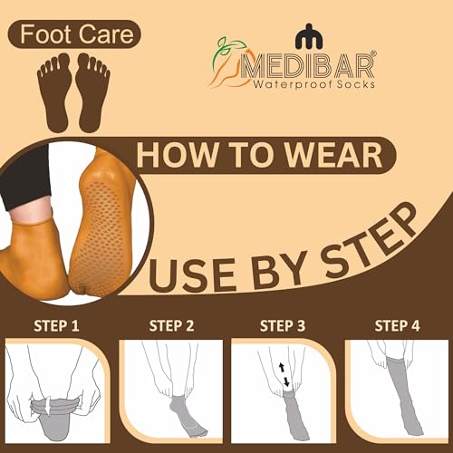 Image of Waterproof Rubber Socks, Anti Crack Gel Heel Ankle Length And Foot Protector Moisturizing Socks for Foot Care,Pain Relief for Men And Women,(Size-Large)(9-10-11)(Skin Brown) Pack of 1