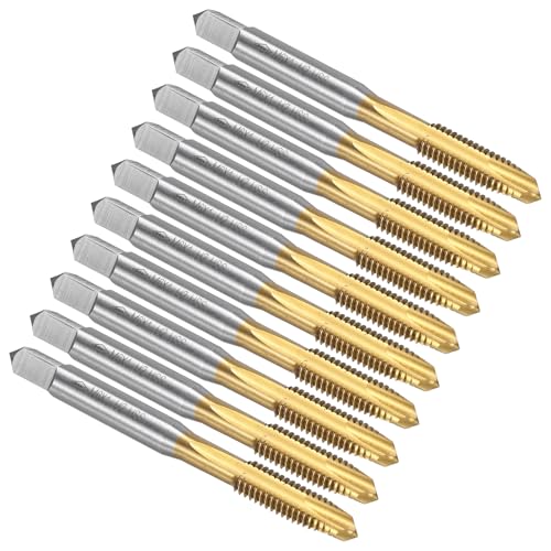 uxcell Spiral Point Plug Threading Tap M6 x 1 Thread, Ground Threads H2, High Speed Steel 6542, Titanium Coated, Metric Screw Taps Tapping Bit for Thread Repair, 10pcs