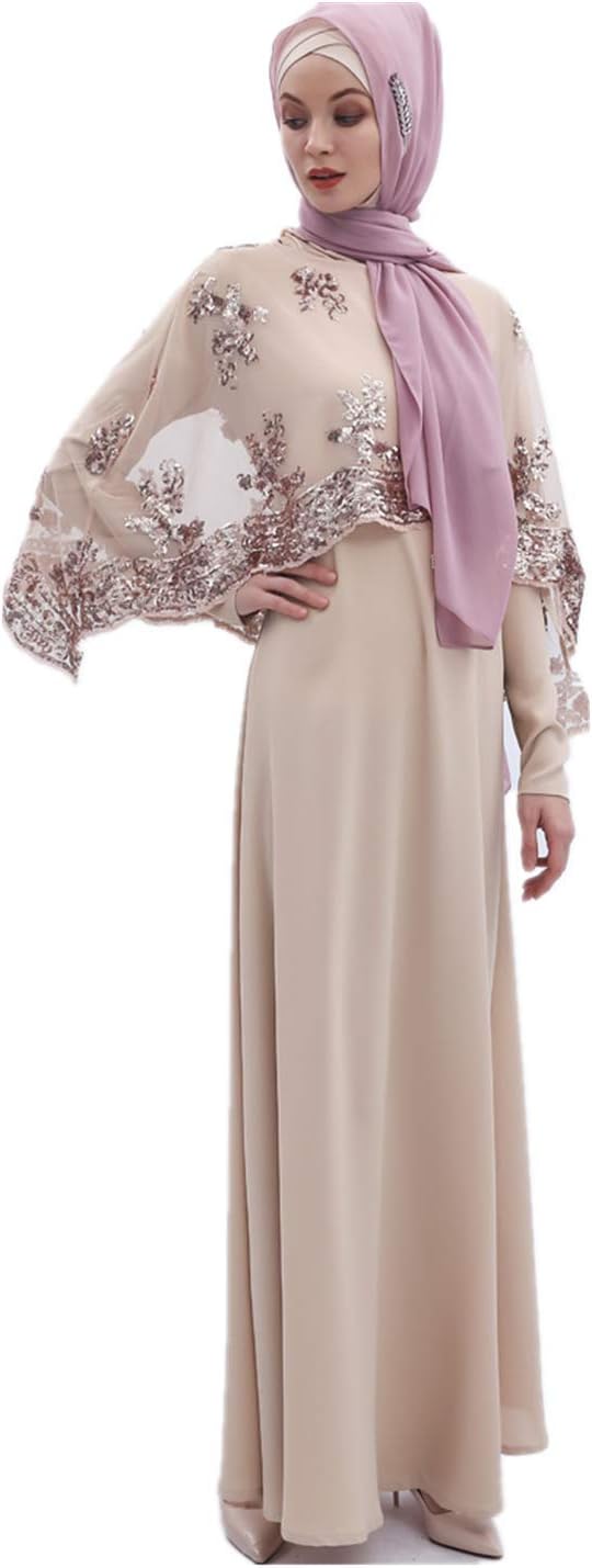 HZUXMuslim Women's 2 Piece Outfit Set Long Dress Women Dubai Dress Kaftan Abayas with Cloak