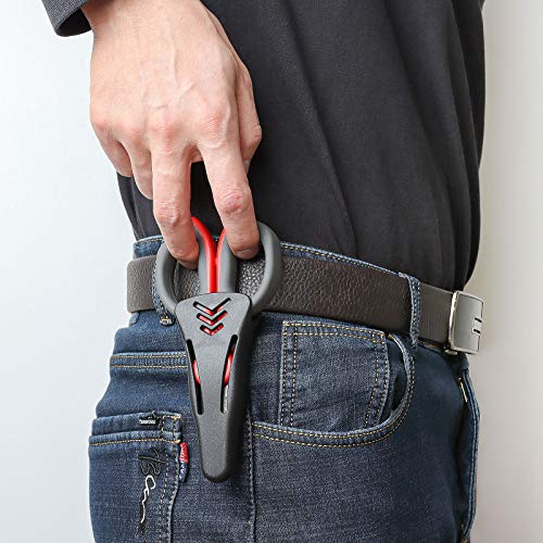 Asdirne Lot de 2 ciseaux d'électricien avec lames tranchantes robustes en acier inoxydable et poignée en caoutchouc souple avec couvercle de protection Gris/rouge 14,5 cm – Image 8