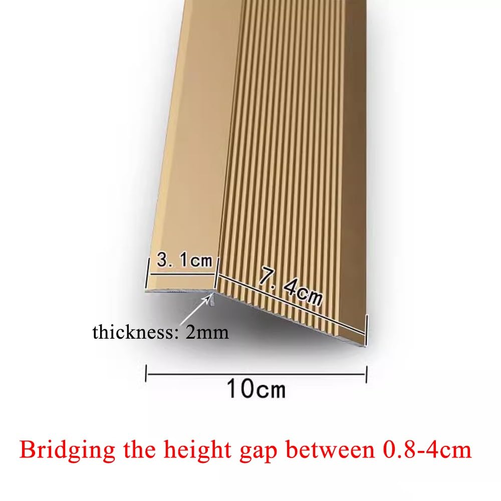 Aluminium Rampe D'entrée Seuils Réducteur, 10cm Bande De Transition Sol, Barre De Seuil De Rattrapage pour Compensation Hauteur Métal(Black)