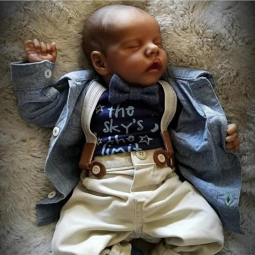 RXDOLL Schwarze Reborn Babypuppen Vollsilikon Babypuppe 18 Zoll Realistische Reborn Puppen Silikon Ganzkörper Anatomisch Korrekt Babys Junge Lebensechte Schwarze Biracial Puppe – Bild 3