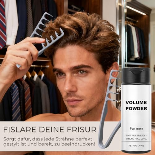 Texturpuder für Männer mit Textur Kamm,Volumen Puder Haare für Männer,Fluffy Hair Powder mit Mattem Effekt,Hair Styling Powder,Sofort Mehr Textur und Volumen, Leicht Aufzutragen,Lang Anhaltender Halt