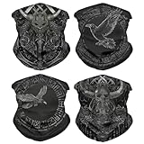 GLUDEAR Men Women 3D Print Viking Nordic Mythology Face Mask UV Sun Mask Seamless Bandana Neck Gaiter,Viking Warrior Raven