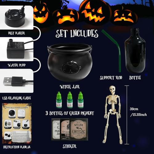 Cauldron-Halloween-Decor-Indoor-Halloween-Cauldron-Decorations-with-Magic-Floating-Potion-Bottles-Diffuser-Black-Plastic-Witches-Cauldron-Bowl-Hocus-Pocus-Decor-for-Home-Table-Mantel-Kitchen-Room