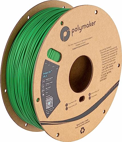 Image of Polymaker PLA Filament, Green 3D Printing PLA Filament 1.75mm 1kg - PolyLite 3D Printer PLA Filament, Dimensional Accuracy + /- 0.03mm, Compatible with Most 3D Printer, Green