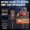 FOXWELL NT301 Plus 2-in-1 OBD2 Scanner Car Battery Tester, Professional Code Reader Check Engine Diagnostic Tool, 12V Automotive Cranking Charging Analyzer for 1996+ Vehicle, Upgrade from NT301