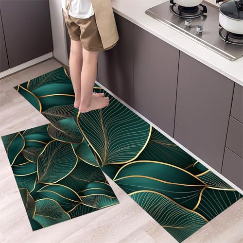 Alfombra de piso para pasillo con diseño abstracto botánico de alta resistencia visual 5