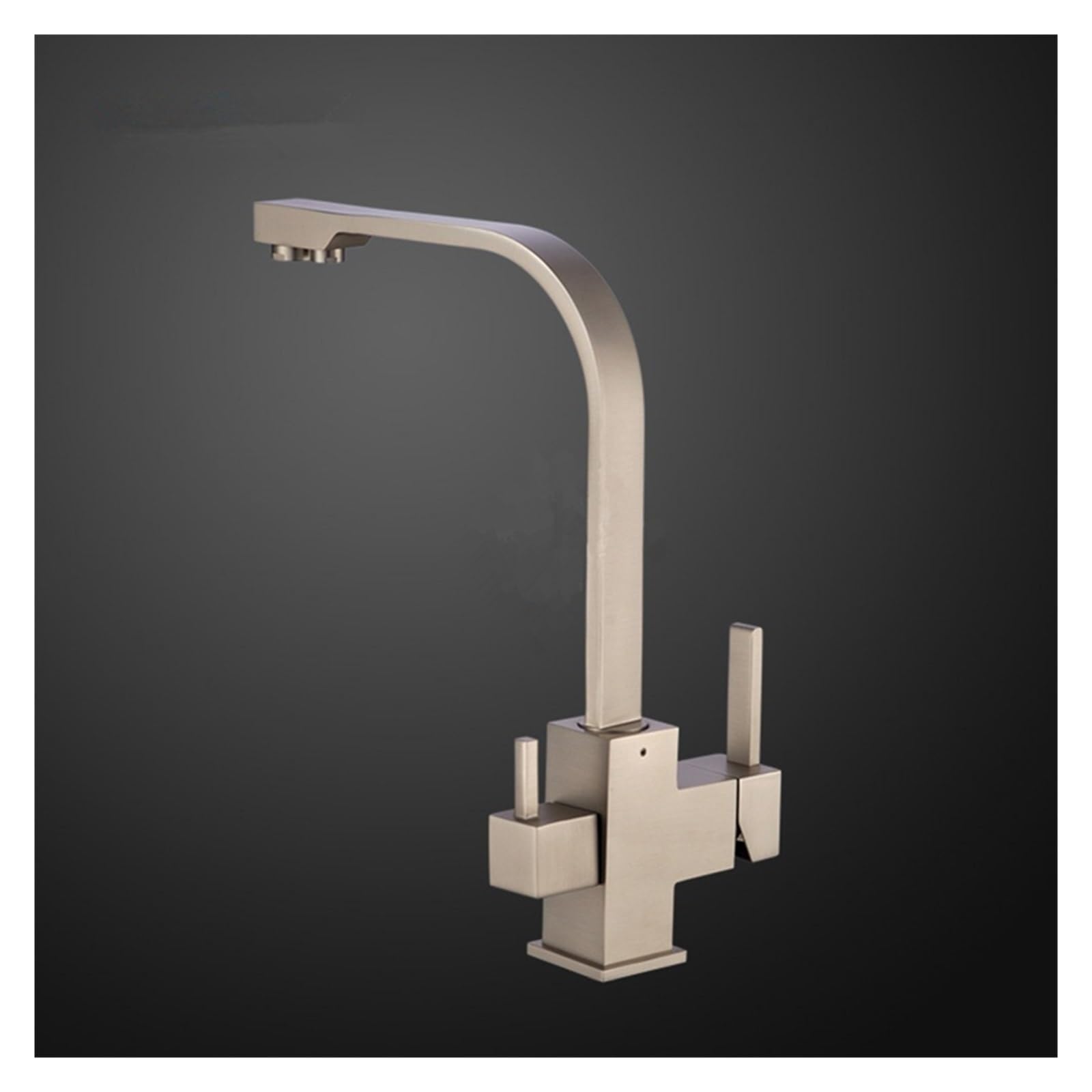 Robinet cuisine 3 voies eau filtrée mitigeur évier chaud froid double support gris foncé